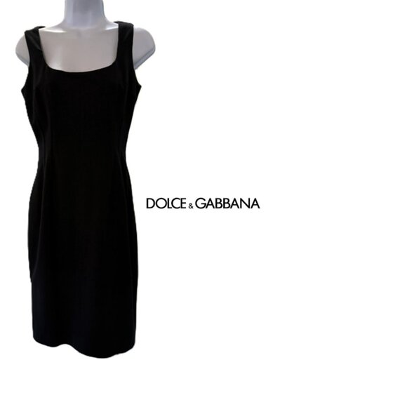 Dolce & Gabbana grey square neck virgin wool mini sheath dress Sz 44 US Sm/Med - Picture 1 of 12